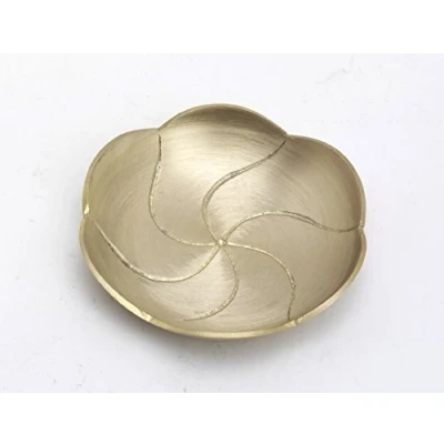 Abbildung von Kerzenteller, Kerzenschale, Lotusblume, Messing Gold matt satiniert Ø 8 cm