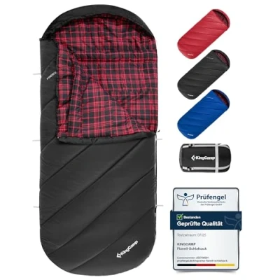 Abbildung von KingCamp Schlafsack Winter, Campingschlafsack Warmer Deckenschlafsack XXL Übergröße für Erwachsene Outdoor Rucksackreisen, Wandern, leicht drinnen und draußen 3 4 Jahreszeiten, (Schwarz)