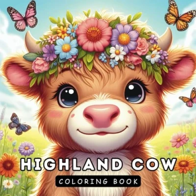 Abbildung von Highland Cow Coloring Book: 45 Beautiful Pages for Relaxation and Stress Relief Both Kids Adults