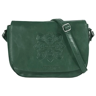 Abbildung von bruno banani Umhängetasche Mandala echt Leder Damen Umhängetasche, Boho Schultertasche, Handtasche aus Rindleder, Smartphonefach, Magnetverschluss, Vintage Design 021646