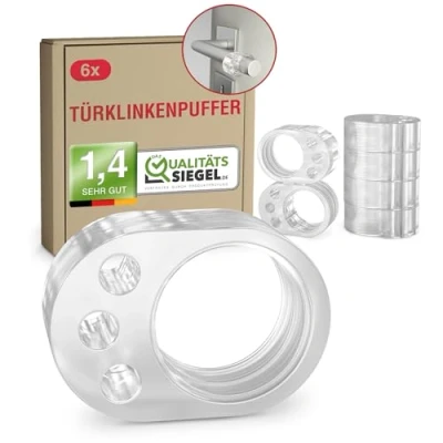 Abbildung von LouMaxx Türklinkenpuffer 6er Set Türstopper Klinke, transparente für Türklinke, Türgriff und Fensterklinke Anschlagdämpfer Stopper zum Schutz vor Macken
