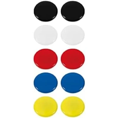Abbildung von Westcott Haftmagnete 10er Pack, 30 mm, rund, je 2x weiß, schwarz, rot, blau, gelb, E 10822 00