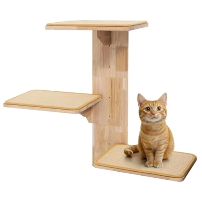 Abbildung von Navaris Kratzpappe Katzen Kletterwand Wandmontierte Katzenleiter mit 3 Plattformen, (1 tlg)