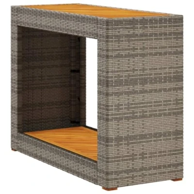 Abbildung von vidaXL Gartentisch Garten Beistelltisch mit Holzplatte Grau Poly Rattan (1 St)