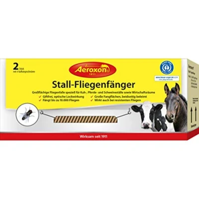 Abbildung von AEROXON Stall Fliegenfänger 2X Stallfliegenrolle (je 2m x 20cm) pro Fliegenfalle Packung ideal für Ställe &amp; Wirtschaftsräume