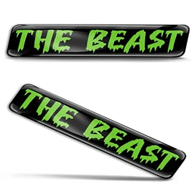 Abbildung von Biomar Labs 2 x 3D Gel Silikon Aufkleber Beast Badge Biest Grün Stickers Autoaufkleber Auto Motorrad Fahrrad Fenster Tür Laptop KS 47