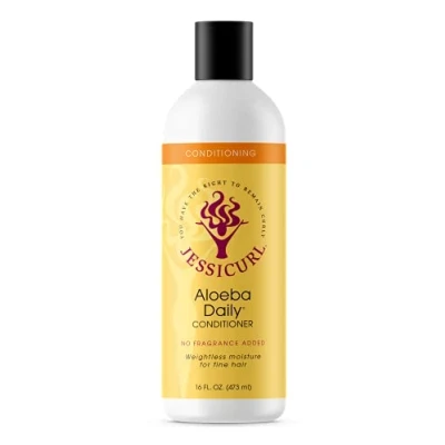 Abbildung von Jessicurl Aloeba Daily Conditioner für lockiges Haar, ohne Zusatz von Duftstoffen, 16 Fl oz. Leave in und Haarentwirrer feines Haar