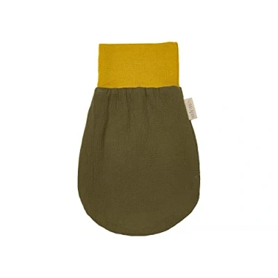 Abbildung von KraftKids Strampelsack Doppelkrepp Grün Herbstgrün für den Herbst/Winter aus Musselin Baumwolle und warmen Fleece in zwei Größen erhältlich
