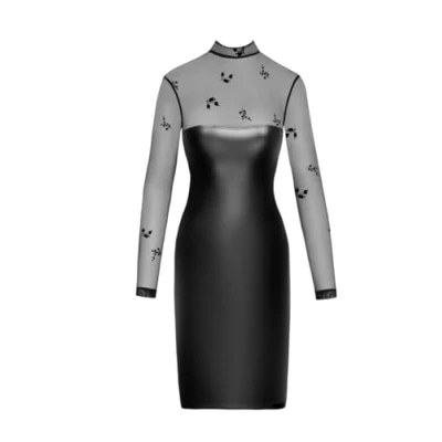 Abbildung von Robe moulante Sublime F310 Wetlook et Tulle floqué XL Noir
