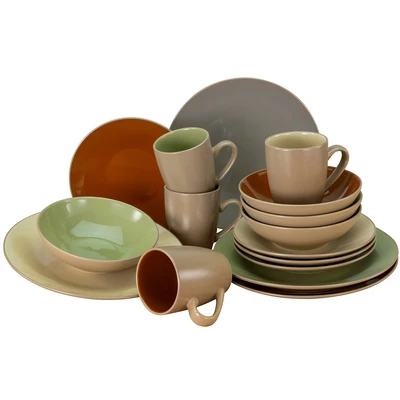 Abbildung von CreaTable Kombiservice &quot;Geschirr Set Urban Jungle&quot;, (Set, 16 tlg., Kaffeeservice und Tafelservice im Set, für 4 Personen), Service, moderne Coupeform, Teile, Personen