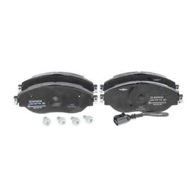 Abbildung von BOSCH 0 986 494 704 Bremsbelagsatz Low Metallic mit integriertem Verschleißsensor Anti Quietsch Blech, Schrauben Zubehör VOLKSWAGEN: CC