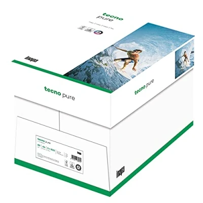 Abbildung von inapa Recycling Papier premium, Druckerpapier tecno Pure: 80 g/m², A4, 2.500 Blatt (5x500), hochweiß