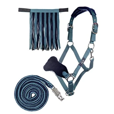 Abbildung von HKM 10734 Halfterset, Halfter Fliegenfransen Strick 180cm Panikhaken, Pony VB WB