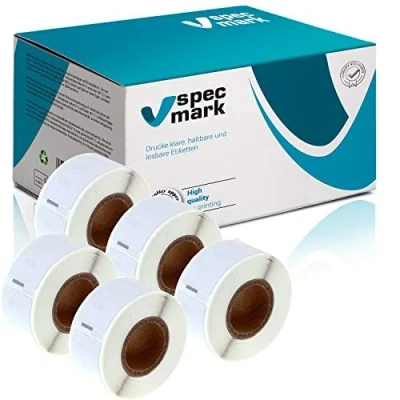 Abbildung von specmark 5 Etiketten Rollen kompatibel mit DYMO 99017 12mm x 50mm S0722460 220 Stück zu allen Etikettendruckern LabelWriter 450 4XL Seiko SLP