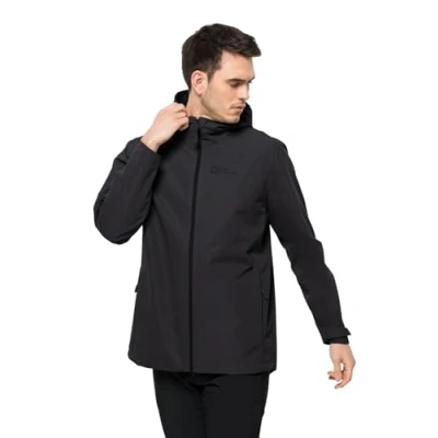Abbildung von Jack Wolfskin Besler Regenjacke / wasserabweisende Jacke, Herren, Größe: Large, Black