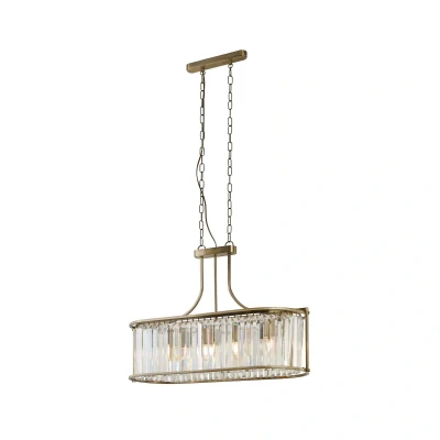 Abbildung von Hängelampe Victoria, messingfarben, Kristallglas, 78 cm, E27