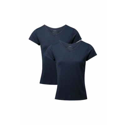 Abbildung von Danish Endurance Vneck 2PACK Tshirt basic, Damen, Größe: Small, Dark navy