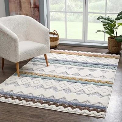 Abbildung von Carpet City Hochflor Teppich &quot;Focus 3013&quot;, rechteckig, Boho Teppich, besonders weich, 3D Effekt