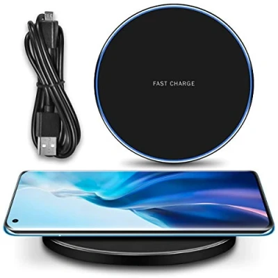 Abbildung von QI Wireless Ladestation kompatibel für Xiaomi Mi 11 Kabellos Charger Induktives Universal Schnellladegerät, Farbe:Schwarz