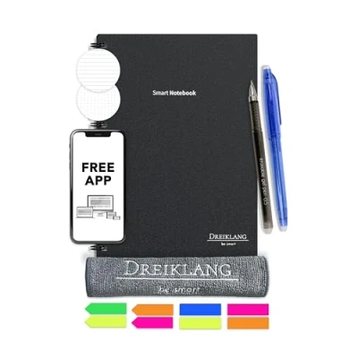 Abbildung von Dreiklang Notizblock wiederverwendbares Smartbook DIN A5 blau/schwarz nachhaltig