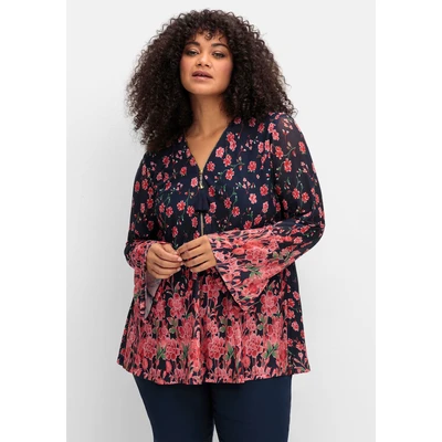 Abbildung von Sheego LONG Bluse, Damen, Größe: 40, Blau gemustert