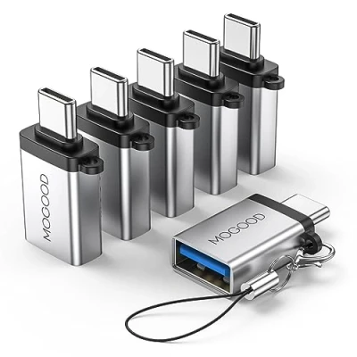 Abbildung von MOGOOD Adapter USB C auf 3.0, Stecker 3.0 Buchse Adapter, Thunderbolt 4/3 für MacBook Pro, Air, Chromebook, Pixelbook, Microsoft Surface, Samsung Galaxy und mehr