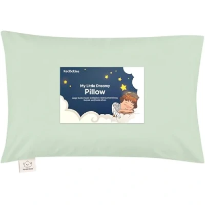 Abbildung von Kopfkissen Kleinkind mit Kissenbezug Weich Bio Baumwolle Kissen Kinder zum Schlafen Waschbar Kinderkopfkissen für Kleinkinder Kinderkissen (Sage)