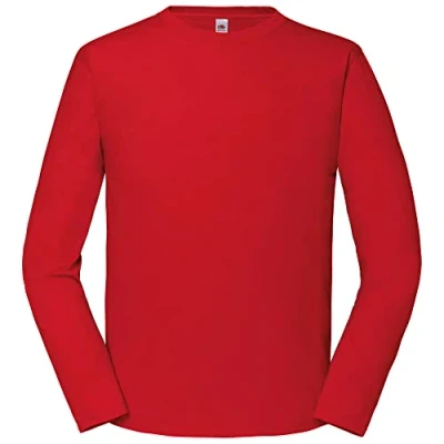 Abbildung von Fruit of the Loom Iconic 195 Ringspun Premium Long Sleeve T Herren Langarm Shirt, Farbe:rot, Größe:M