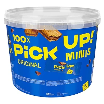 Abbildung von PiCK UP! Minis Original (1 x 1.06 kg), Mini Riegel mit knackiger Milchschokoladentafel zwischen zwei Keksen, ein Snack zum Teilen, Choco, 100 Portionspackungen