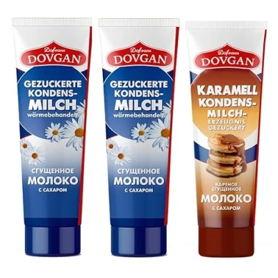 Abbildung von 3x DOVGAN Gezuckerte Kondensmilch in Tube 150g (2 tradizionelle+1 Karamel)