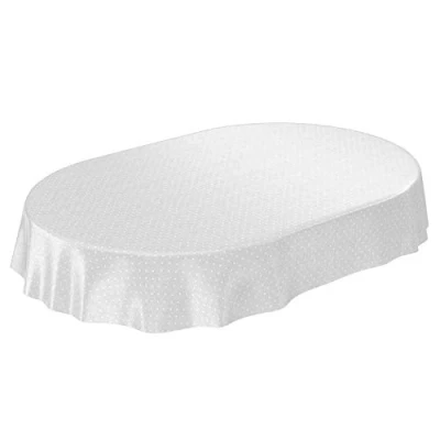 Abbildung von ANRO Wachstuchtischdecke Wachstuch Wachstischdecke Tischdecke Punkte Dots Gepunktet Uni Einfarbig Grau Oval 220x140cm