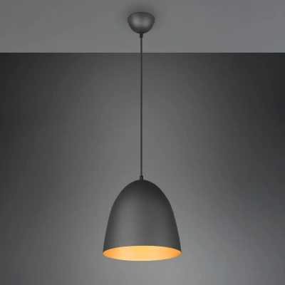 Abbildung von Reality Leuchten Pendelleuchte Tilda R30661080, Schirm Metall Schwarz matt/goldfarbig, exkl. 1x E27