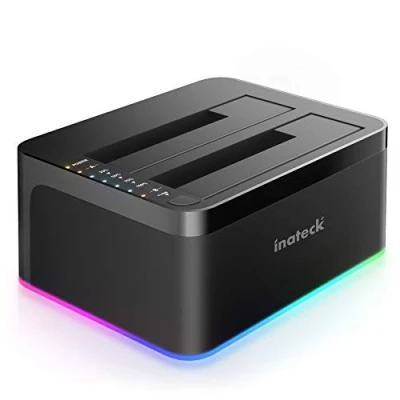 Abbildung von Inateck RGB Festplatten Dockingstation USB 3.0 mit Offline Klonfunktion, für 2.5 u. 3.5 Zoll SATA HDDs und SSDs, UASP Unterstützt, Schwarz