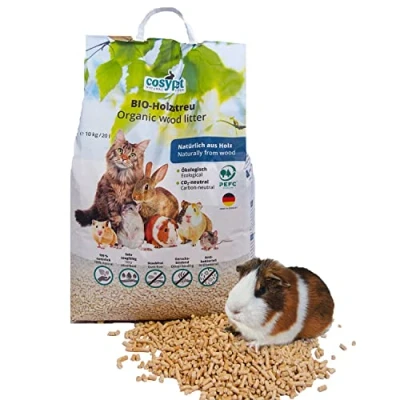 Abbildung von COSYPET Einstreu Pellets für Kaninchen, Hamster, Nager + Katzen [100% Bio Natürlich] saugstark geruchsbindend Nicht klumpende Holzstreu (Pellets, 20 l = 10 kg)