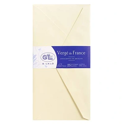 Abbildung von G.Lalo 22716L Umschläge Vergé de France (perfekt für Ihre Einladungen, DL, 11 x 22 cm, 25 Umschläge, elfenbein)