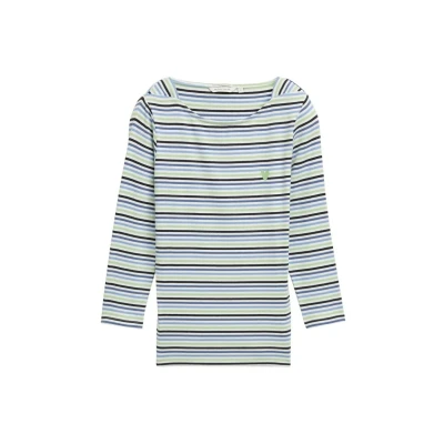 Abbildung von TOM Tailor MIT Streifenmuster Langarmshirt, Damen, Größe: XS, Blue green regular stripe