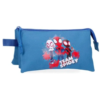 Abbildung von Joumma Marvel Team Spidey Dreifach Federmäppchen, blau, 22 x 12 5 cm, Polyester, 1,32 l, Talla única, Dreifachmäppchen