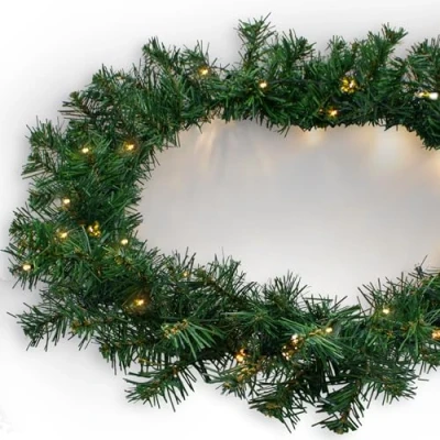 Abbildung von Spetebo Weihnachtsgirlande mit 35 warmweißen LEDs 270 cm/Batterie und Timer Tannengirlande Girlande Innen Außen