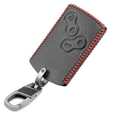 Abbildung von Leder Autoschlüssel Hülle für Renault Clio Logan Megane 2 3 Koleos Scenic 4 Taste Auto Remote Shell Fob