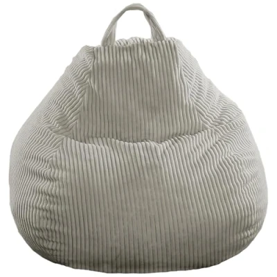 Abbildung von bananair Sitzsack Kinder Cordstoff Breit Gerippt Weich und Bequem Maschinenwaschbarer Bezug Leicht Transportierbar Bean Bag, Gaming mit Füllung (80 x 70 cm, Hellgrau)