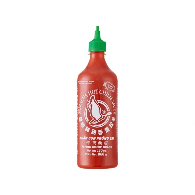 Abbildung von Takori FLYING GOOSE Sriracha, scharfe Chillisauce Hot Sauce, grüne Kappe Mit Würze aus Thailand, 12er 730ml Karton gratis 2er Pack Mehrweg Esstäbchen