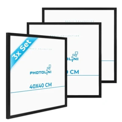 Abbildung von PHOTOLINI Bilderrahmen 3er Set, stabiles MDF Holz, mit Acrylglas, extra Zubehör