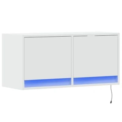 Abbildung von vidaXL TV Wandschrank, Schrank Lowboard mit LED Beleuchtung, Hängeschrank Fernsehschrank für Wohnzimmer, Fernsehtisch Board Hängend, Weiß