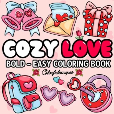 Abbildung von Cozy Love: &amp; Cute Coloring Book with Bold and Simple Hygge Inspired Designs for Relaxation Stress Relief Perfect Adults Teens (Bold Easy Coloring) Books)