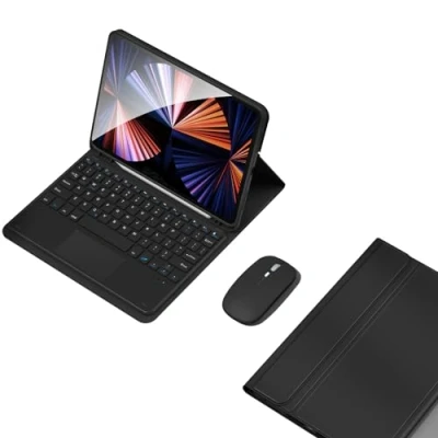 Abbildung von GUPENAA Tastatur Hülle für iPad Pro 13 Zoll (M4) 2024 mit Touchpad, Integrierter Bleistifthalter, Magnetische Abnehmbare Kabellose Bluetooth Maus,Schwarz