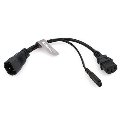 Abbildung von SZRMCC C14 auf C13 + C7 Y Splitter Netzkabel, IEC 320 Stecker Buchse, AC Adapter, Strom Verlängerungskabel für TV Monitor, PDU, USV, Server