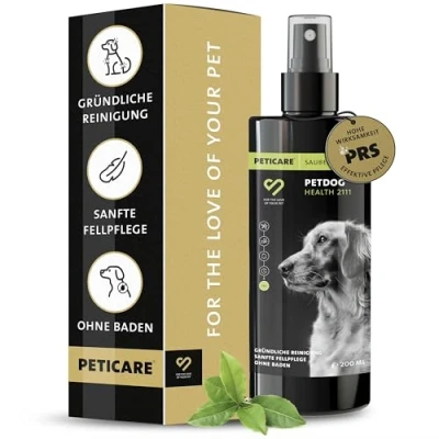 Abbildung von Peticare natürliches Trocken Shampoo für Hunde, stressfreie Wäsche ohne Wasser 200 ml