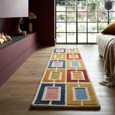 Abbildung von FLAIR RUGS Wollteppich &quot;Retro Blocks&quot;, rechteckig, Retro Blocks geschnitzter