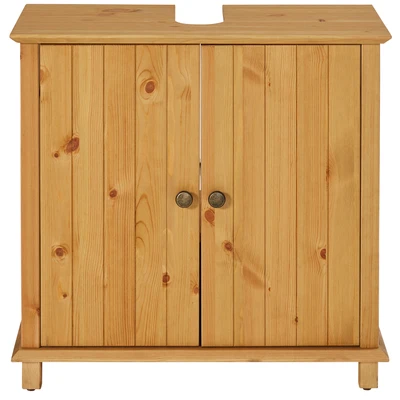 Abbildung von Home affaire Waschbeckenunterschrank &quot;Vili&quot;, Breite 60 cm, Badezimmerschrank aus Massivholz, Metallgriffe