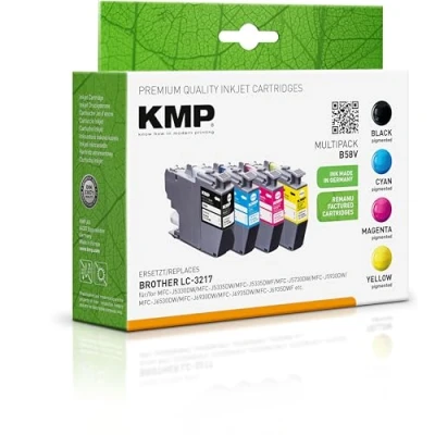 Abbildung von KMP Druckerpatronen B58V schwarz, cyan, magenta, gelb kompatibel zu brother LC 3217VALDR, 4er Set